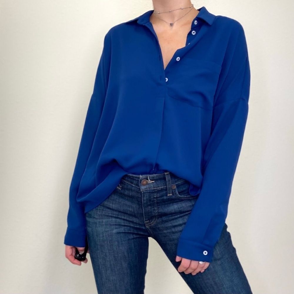 Amanda Uprichard NWT Leslie Blouse in Blue Women’s Size Small MSRP $268